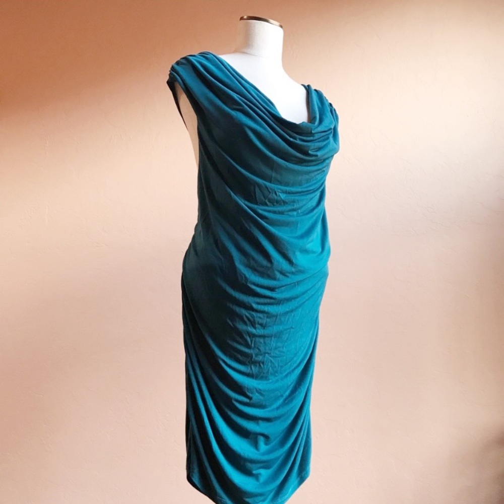 Torrid Teal BodyCon Ruched Cowl Neck Dress